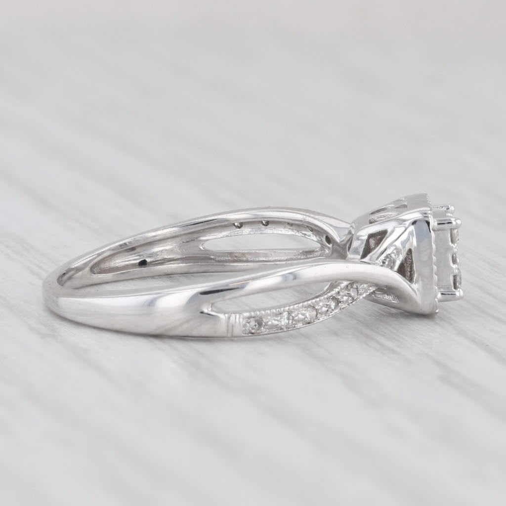 Light Gray 0.15ctw Diamond Halo Engagement Ring 10k White Gold Size 6.5