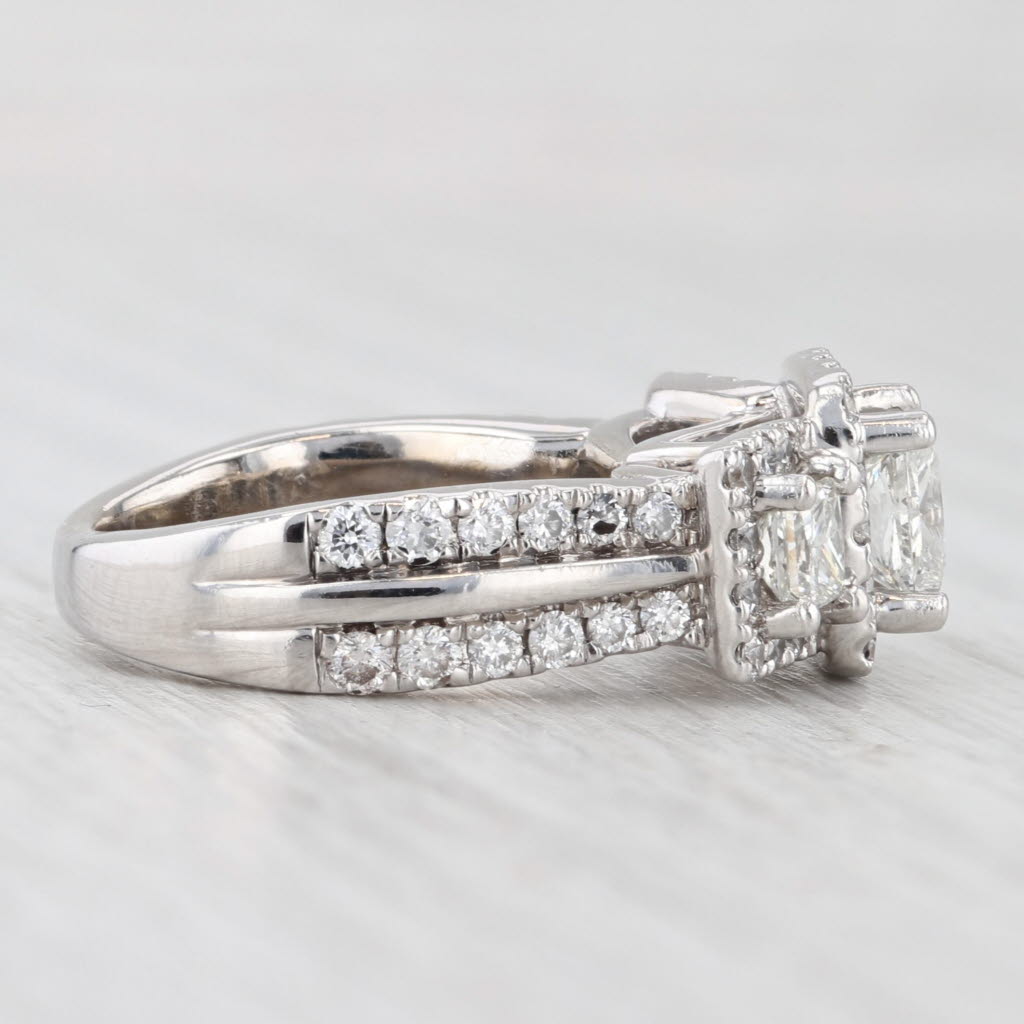 Light Gray Vera Wang 2.30ctw Diamond Engagement Ring 14k White Gold Size 4 3-Stone Halo