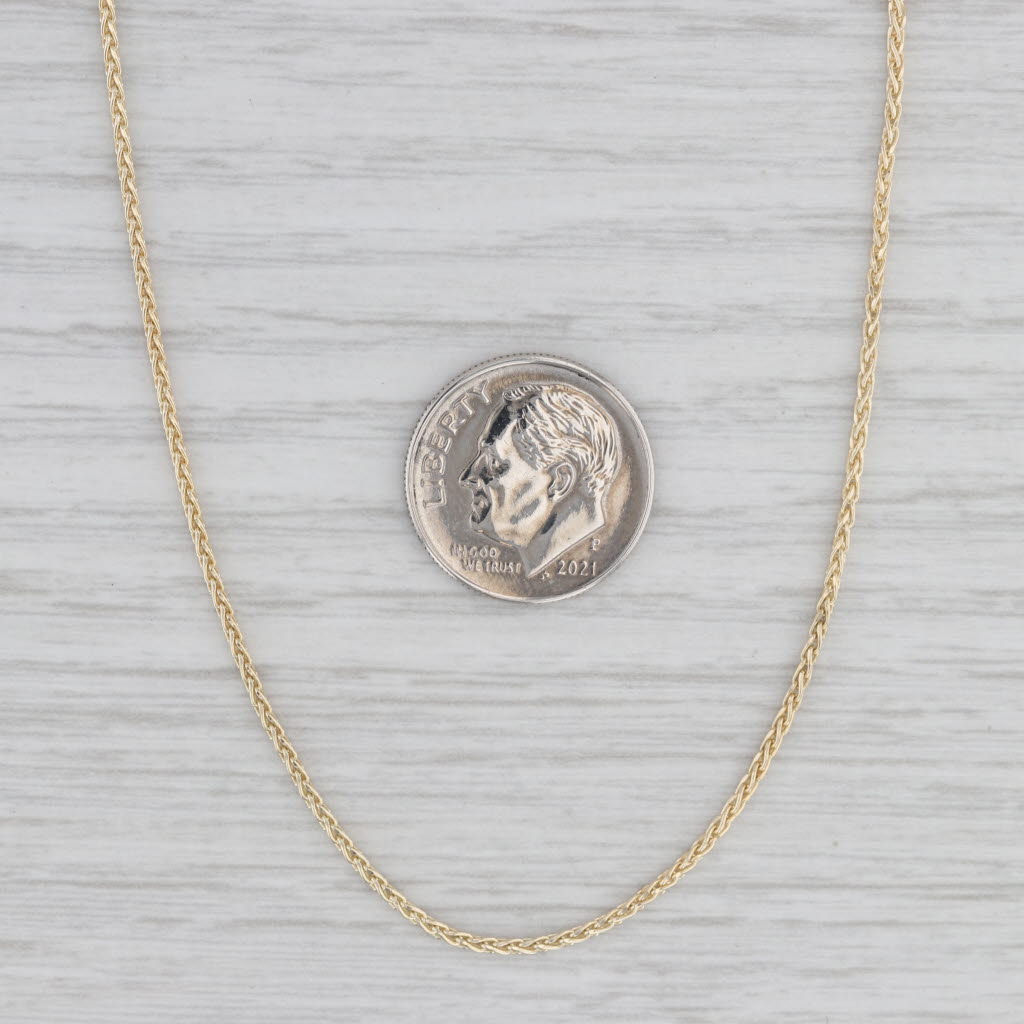 Gray Wheat Chain Necklace 18" 1.2mm 14k Yellow Gold Lobster Clasp