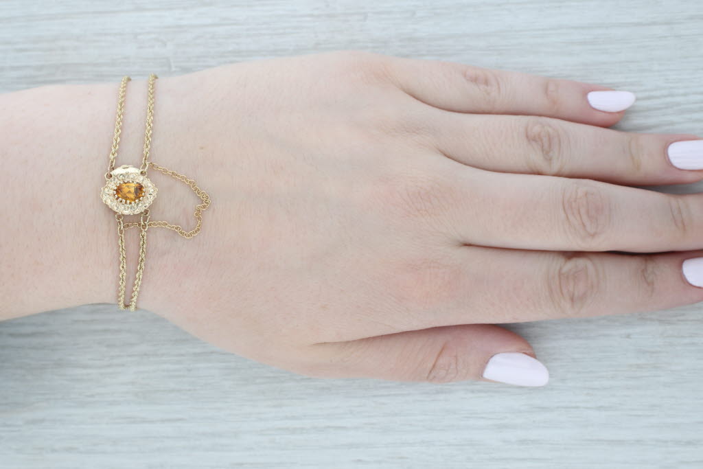 Gray 1.10ctw Citrine Slide Charm Bracelet Bead Slides 14k Gold 7.25" Richard Klein