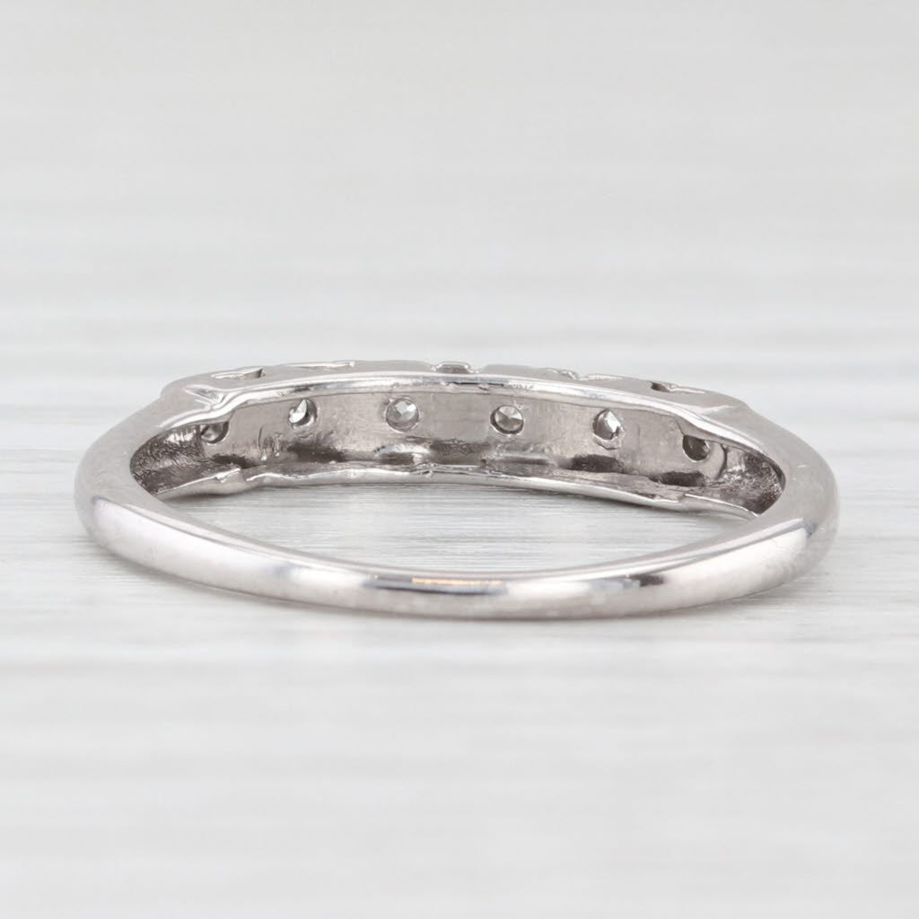 Light Gray Vintage Diamond Wedding Ring 14k White Gold Stackable Size 6