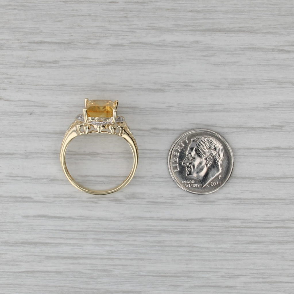 4.28ctw Yellow Citrine Diamond Halo Ring 10k Yellow Gold Size 8