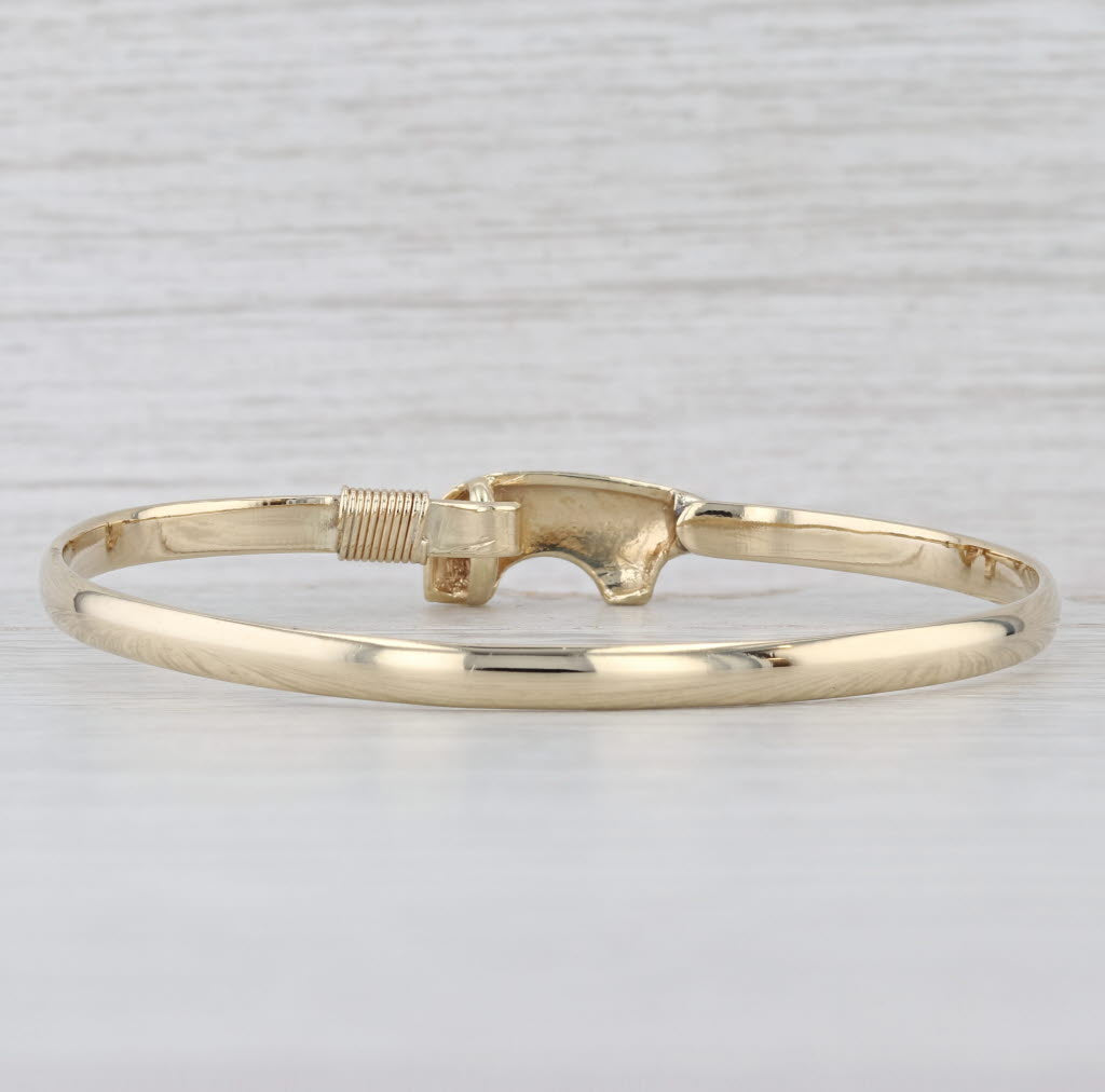 Bear Bangle Bracelet 14k Yellow Gold Hook Clasp 6.75"