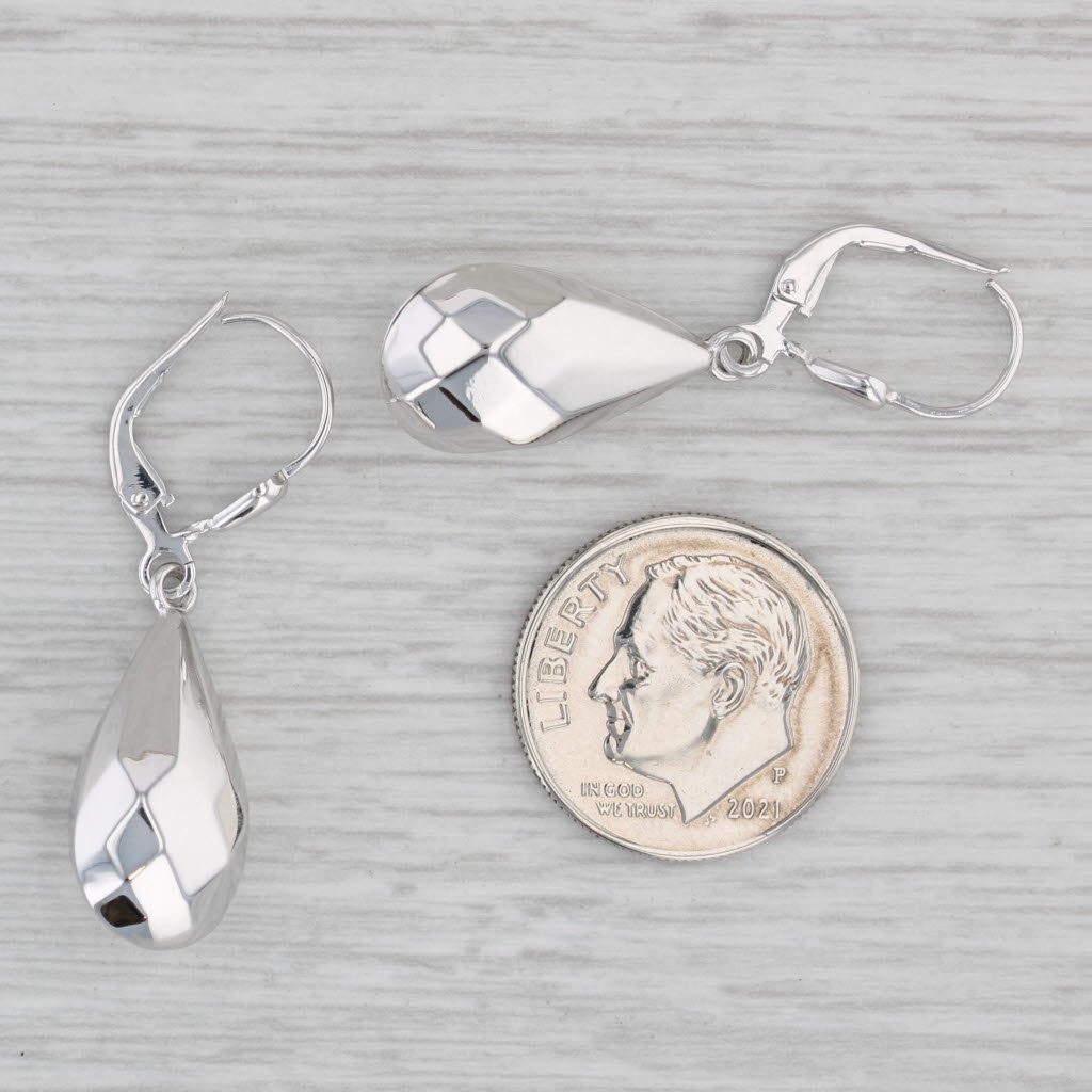 Gray Milor Teardrop Earrings 14k White Gold Pierced Dangles