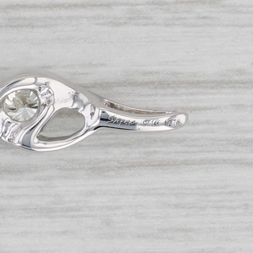 Gray 0.50ctw Diamond 3-Stone Journey Pendant 14k White Gold Twist Drop