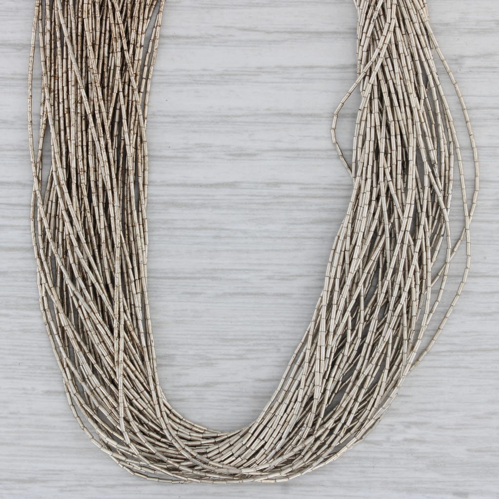 Gray Vintage Native American Liquid Silver Necklace Sterling Silver 28.5"