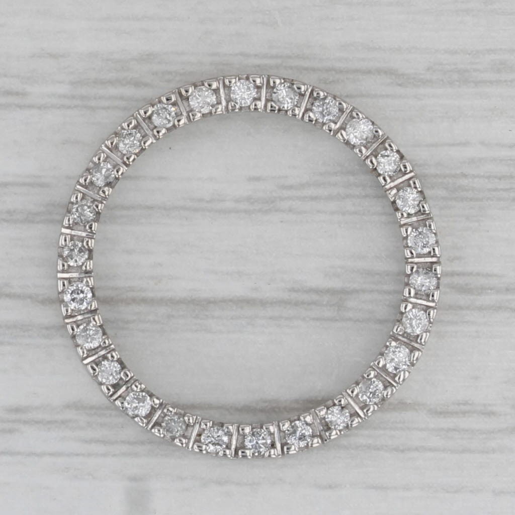 Gray 0.33ctw Diamond Eternity Circle Pendant 10k White Gold Floating Drop