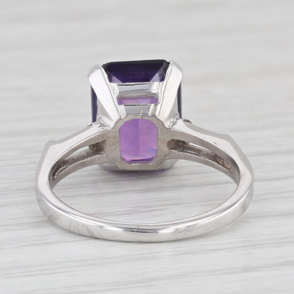 Light Gray 4.50ct Lab Created Purple Sapphire 10k White Gold Size 5.25