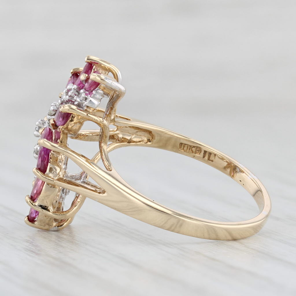 Light Gray 1.24ctw Ruby Diamond Cluster Ring 10k Yellow Gold Size 6.75