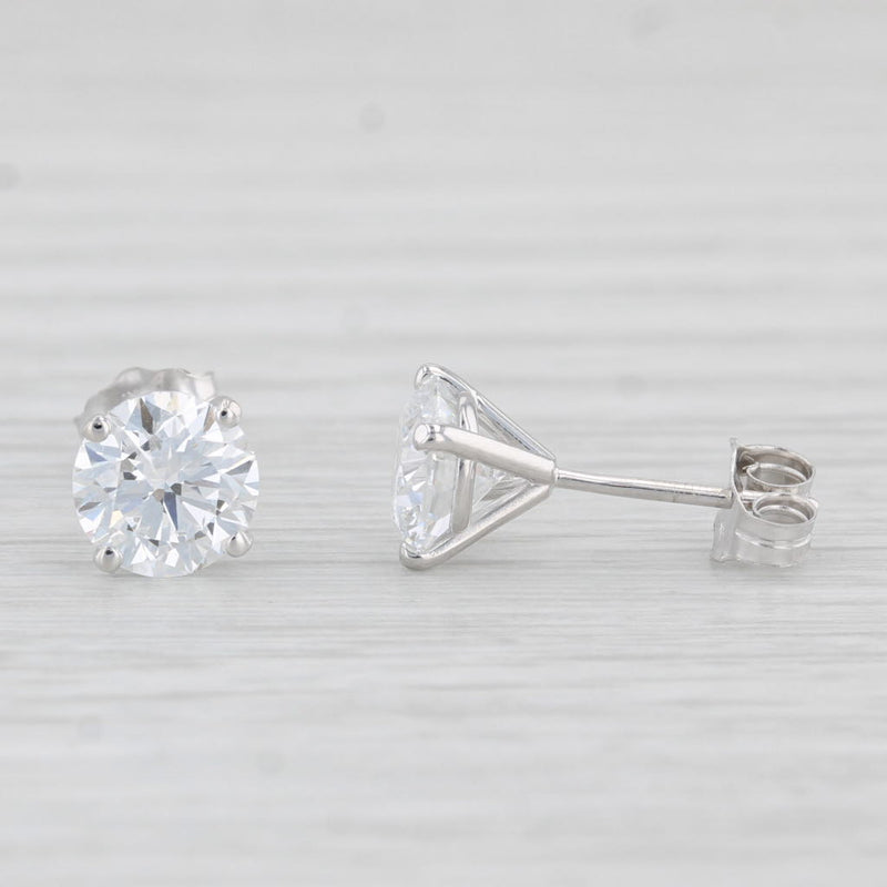 New 2.08ctw Lab Created Diamond Stud Earrings 14k White Gold Round Solitaires