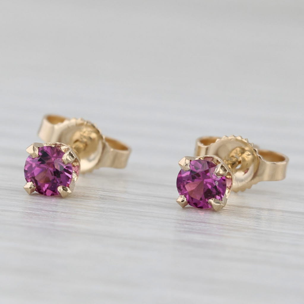 Light Gray 0.46ctw Garnet Round Solitaire Earrings 14k Yellow Gold