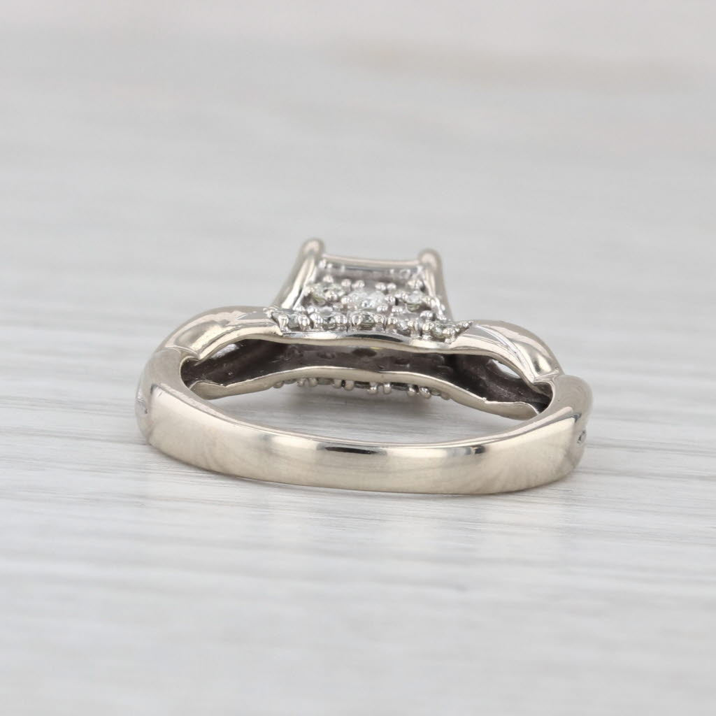 0.88ctw Princess Diamond Engagement Ring 14k White Gold Size 5.25