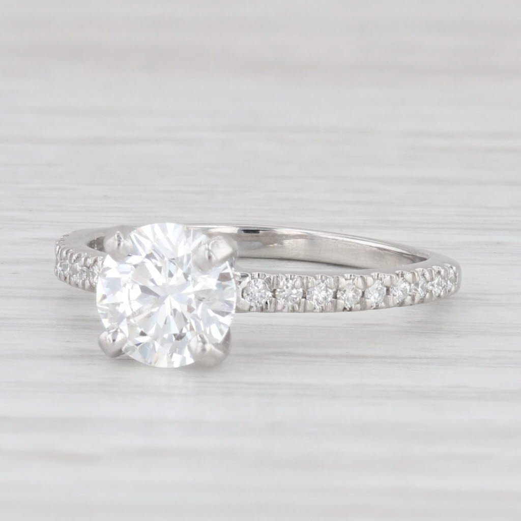Light Gray 1.37ctw VS2 F Round Diamond Engagement Ring Platinum Size 5.75 GIA