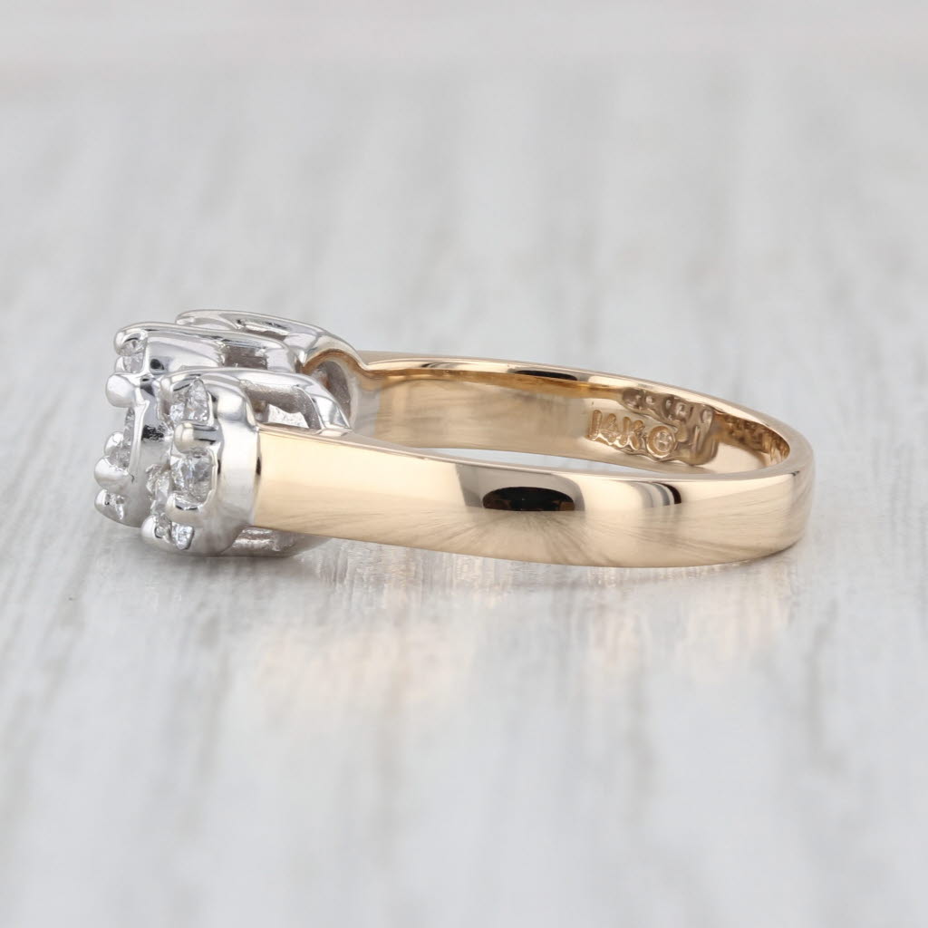 0.75ctw Diamond Flower Clusters Ring 14k Yellow White Gold Size 7.25 Engagement