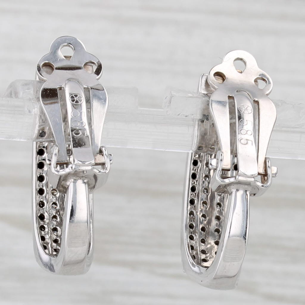 Light Gray 0.66ctw Black White Dimond Drop Earrings 14k White Gold Clip On Earrings