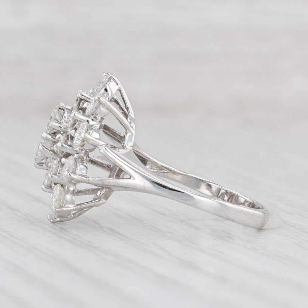 Light Gray 2.25ctw Diamond Cluster Ring 14k White Gold Size 7.75 Cocktail