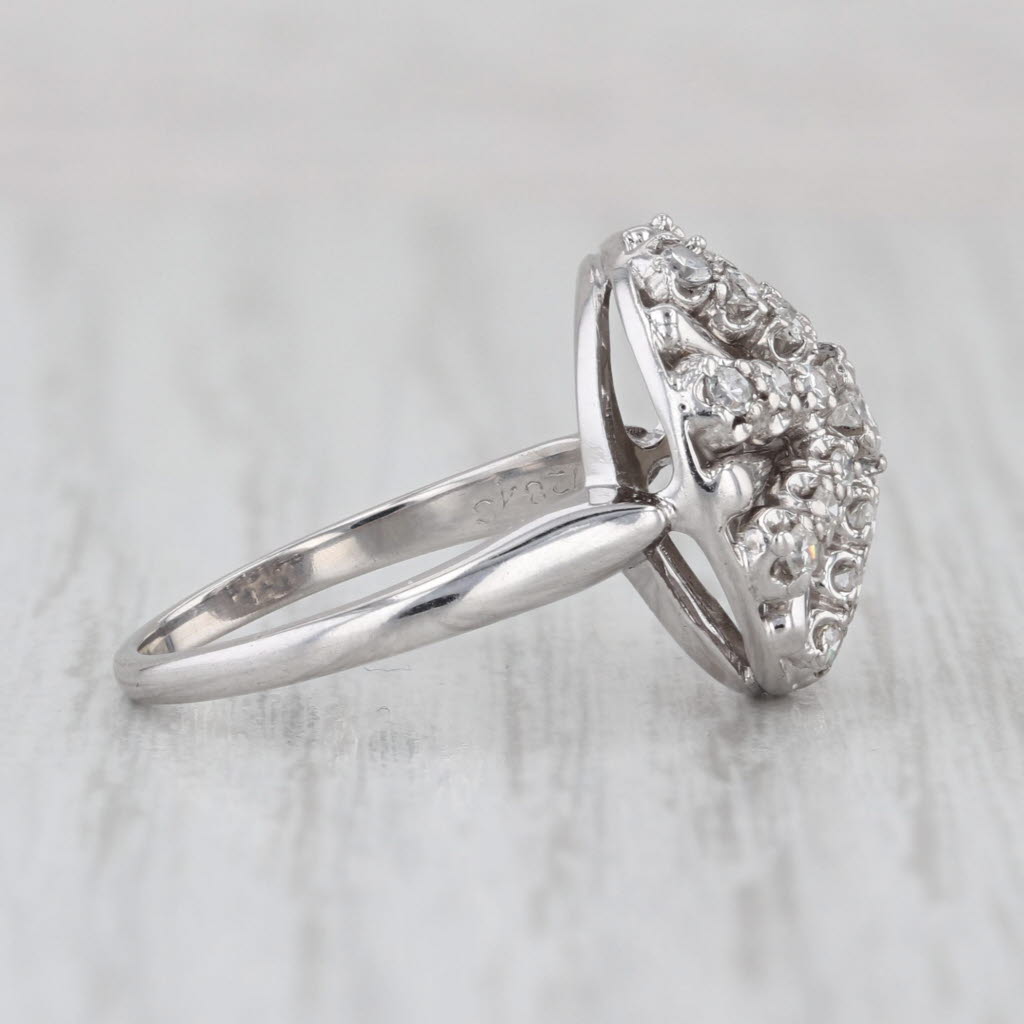 Vintage Jabel 0.48ctw Diamond Engagement Ring 18k White Gold Size 5.5 Cluster