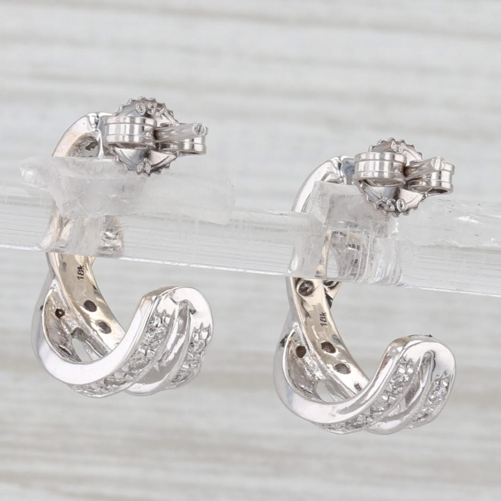 Light Gray 0.44ctw Diamond X Drop Earrings 18k White Gold J-Hook
