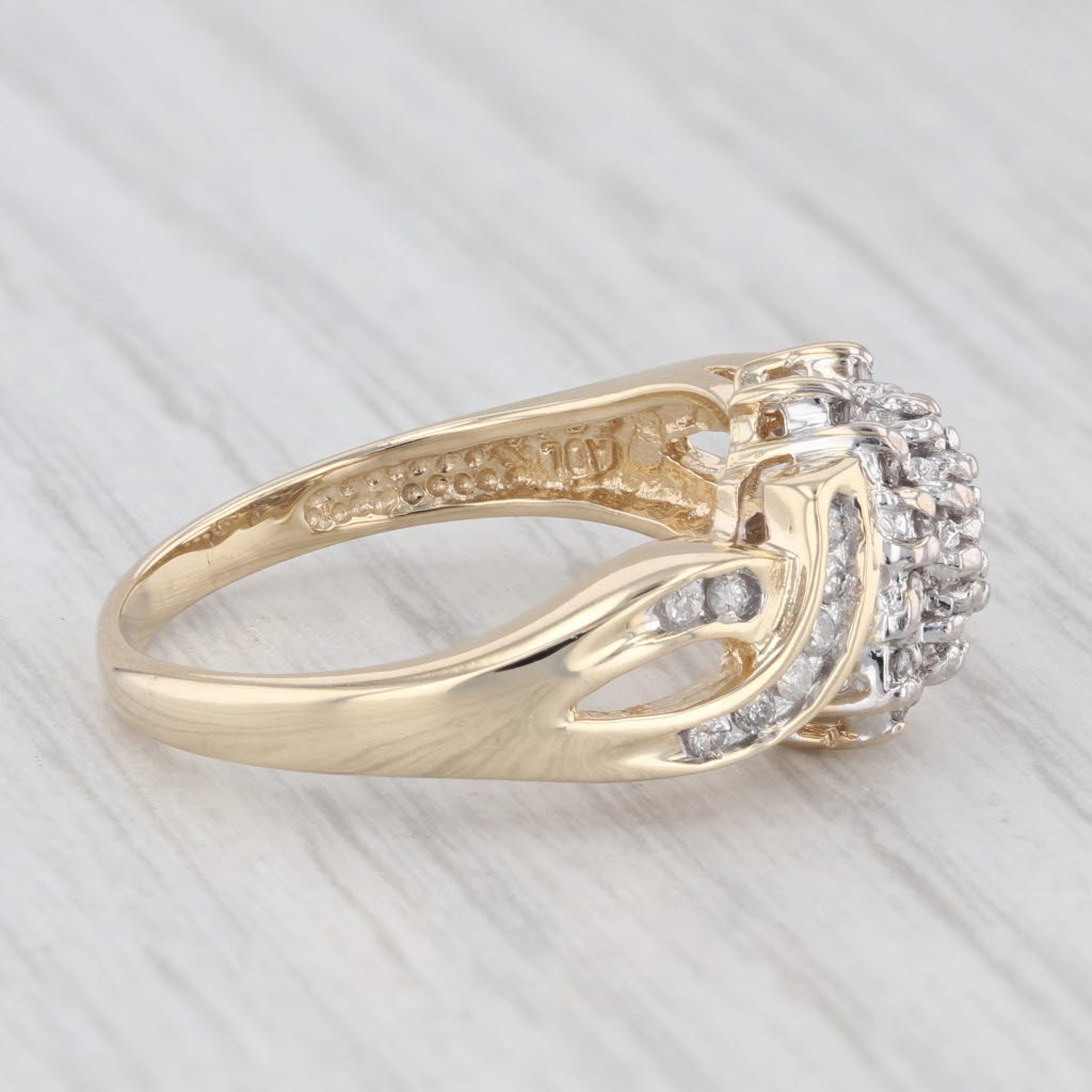 Light Gray 0.25ctw Diamond Cluster Bypass 10K Yellow Gold Size 7.25 Ring