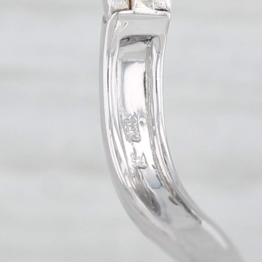 Light Gray 0.84ctw Diamond Journey Hoop Earrings 14k White Gold Snap Top Oval Hoops