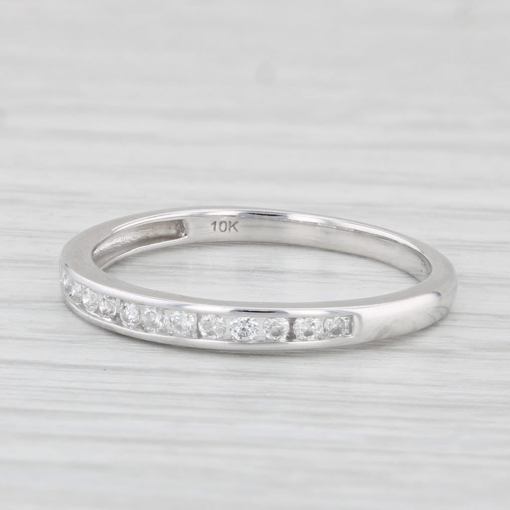 Light Gray 0.15ctw Diamond Wedding Band 10k White Gold Size 7 Stackable Ring
