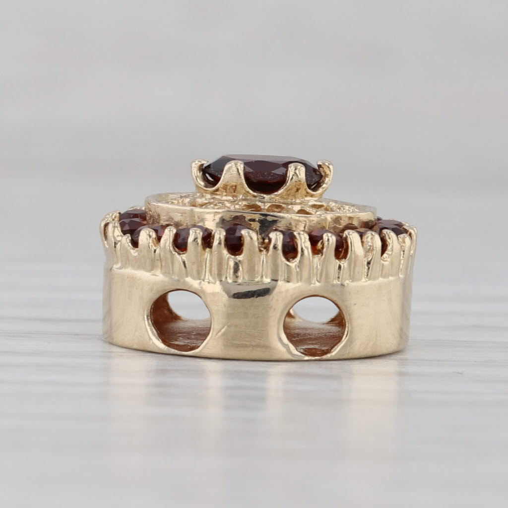 Gray 1.30ctw Garnet Halo Slide Bracelet Charm 14k Gold Richard Klein Vintage