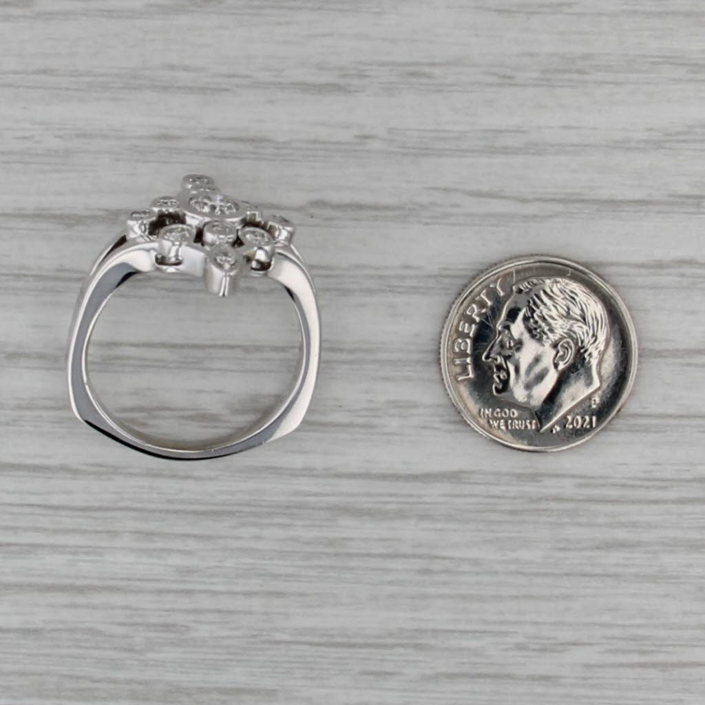 0.63ctw Diamond Cluster Cocktail Engagement Ring 14k White Gold Size 9