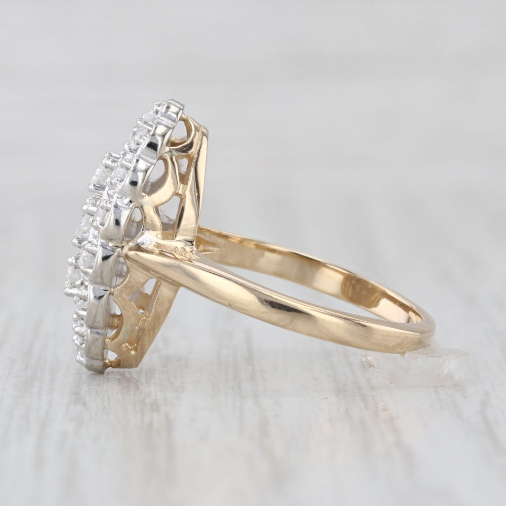 0.38ctw Diamond 3-Stone Halo Princess Ring 14k White Yellow Gold Size 6.25