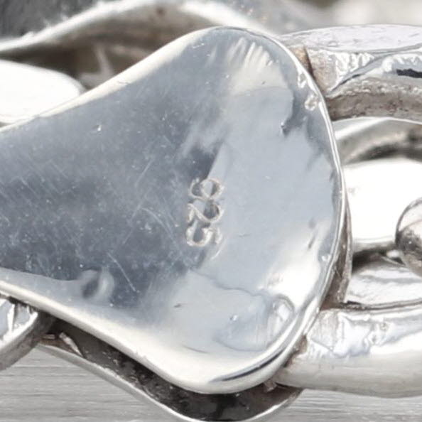 22" Figaro Chain Necklace Sterling Silver 8.3mm Etched Accents