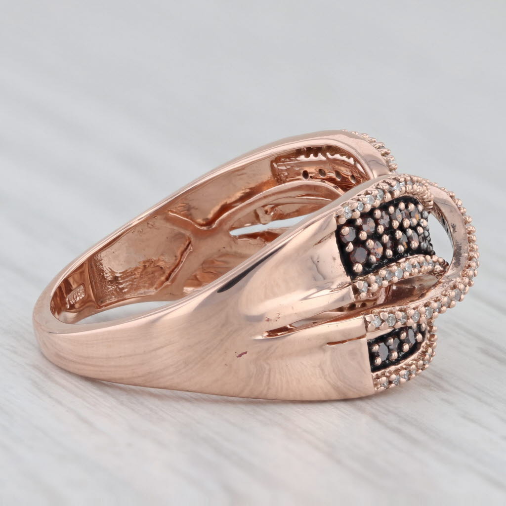 Gray 0.34ctw White Brown Orange Diamond Crossover Ring 10k Rose Gold Size 7