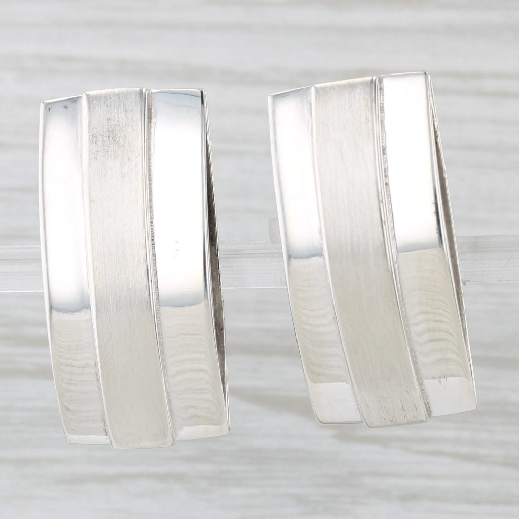 Light Gray Sterling Silver Vintage Clip On Earrings Mexico Statement Drops