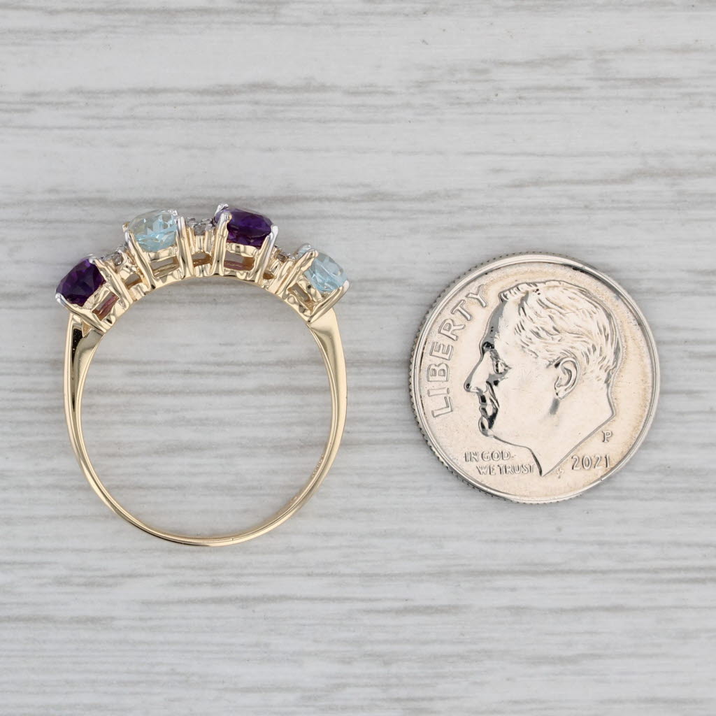 Gray 2.09ctw Amethyst Topaz Diamond Ring 14k Yellow Gold Size 7.5