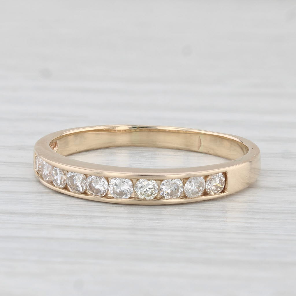 Light Gray 0.40ctw Channel Set Diamond Wedding Band 14k Yellow Gold Stackable Ring Size 9