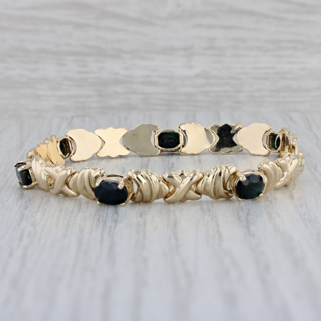 Gray Town & Country 5.70ctw Sapphire Bracelet 10k Yellow Gold 7.25" 7.4mm