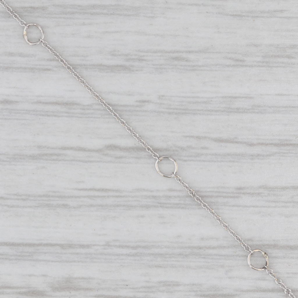 Diamond Letter Initial "E" Pendant Necklace 14k White Gold Cable Chain