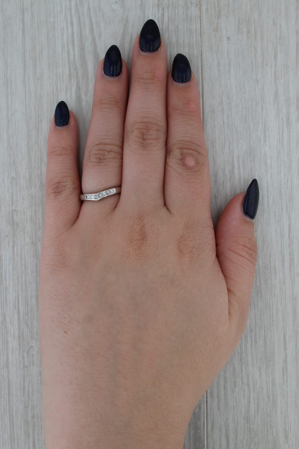 0.42ctw Diamond Contoured Wedding Band 14k White Gold Stackable Anniversary