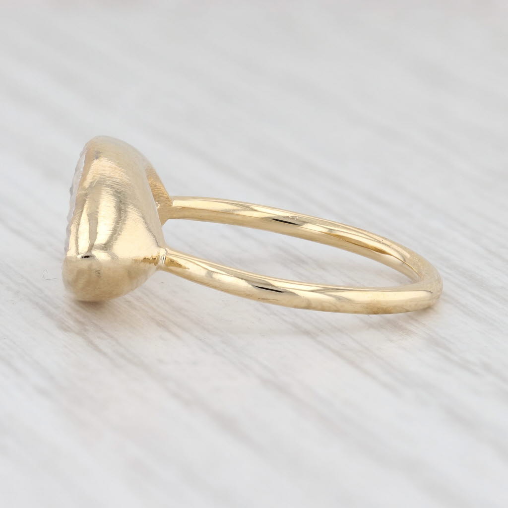 New Nina Nguyen White Druzy Quartz Ring Sz 7 Sterling Silver 22k Gold Vermeil
