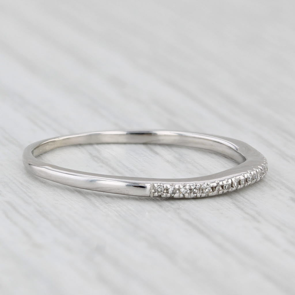 Light Gray Diamond Stackable Ring 14k White Gold Wedding Band Size 9
