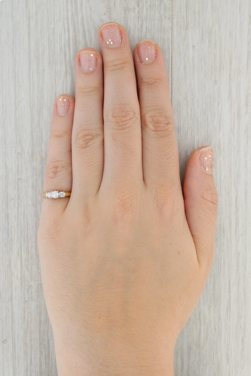 Gray 0.45ctw 3-Stone Diamond Engagement Ring 14k Gold Size 5 Round Brilliant
