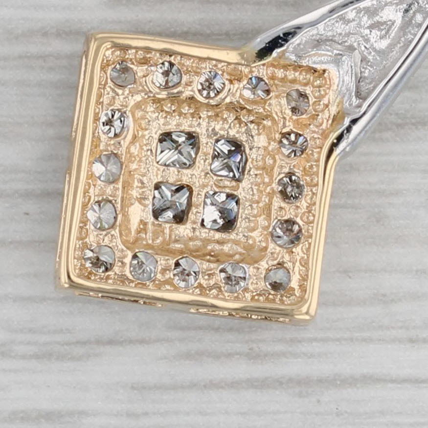 Gray 0.37ctw Diamond Pendant 14k Yellow White Gold Halo Drop