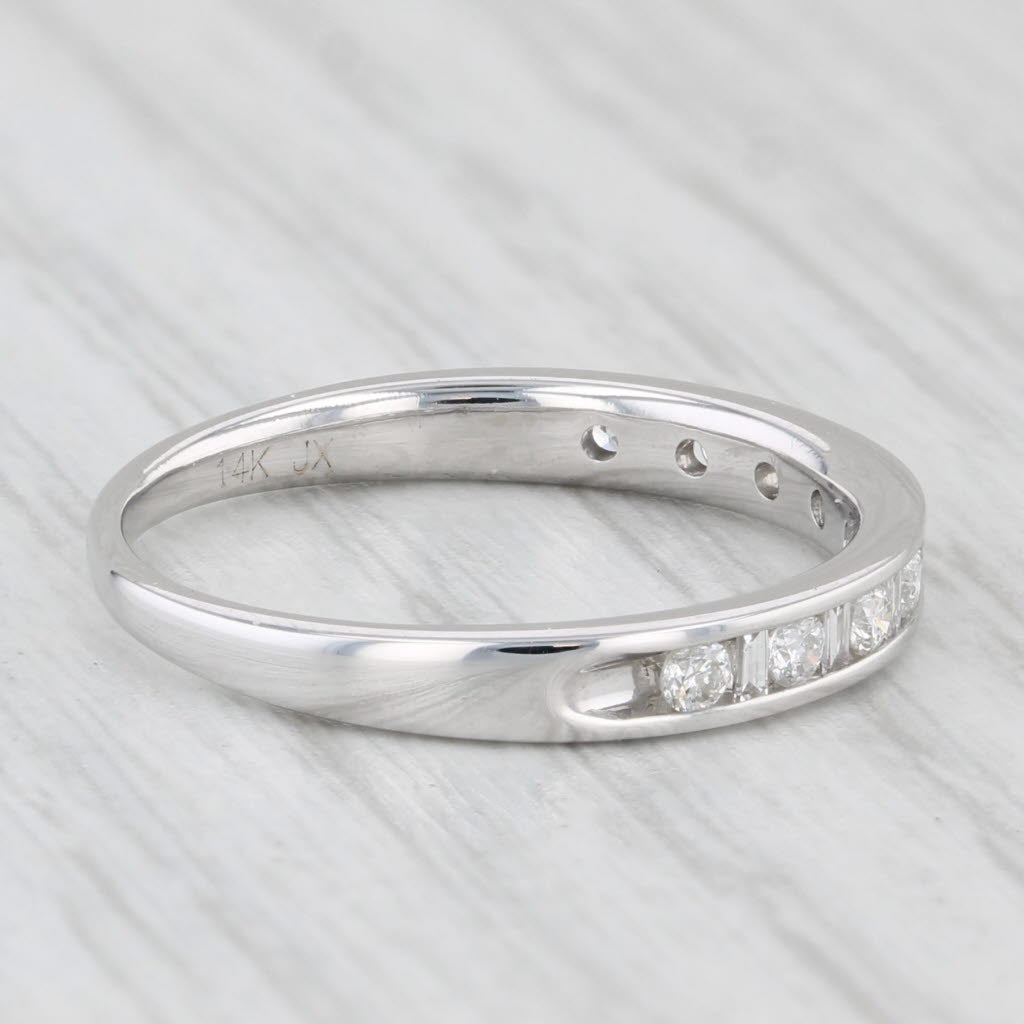 Light Gray 0.24ctw Diamond Wedding Band 14k White Gold Size 5.25 Stackable Anniversary Ring