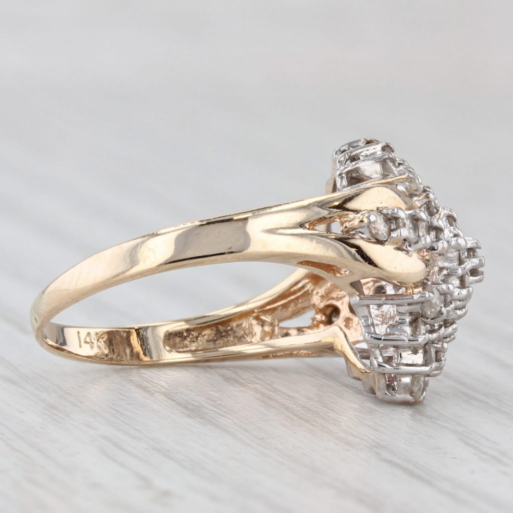Light Gray 0.80ctw Diamond Cluster Ring 14k Yellow Gold Size 7 Cocktail