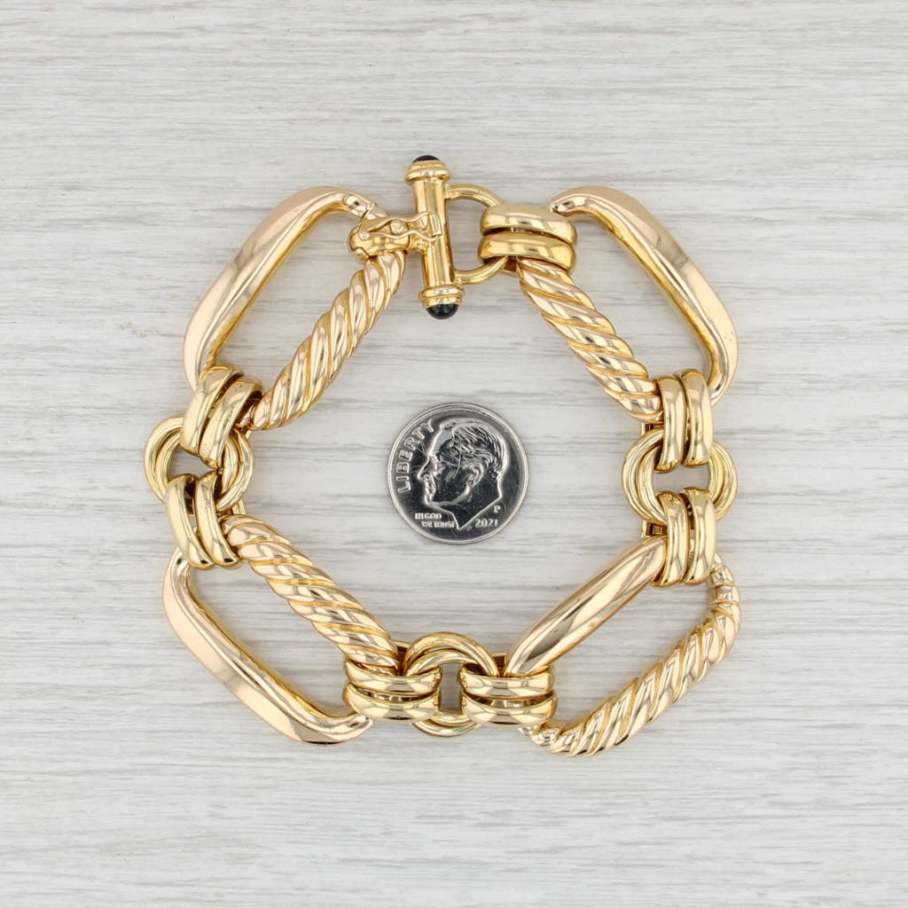 Sapphire Oval Link Statement Bracelet 18k Yellow Gold 7" 19.4mm