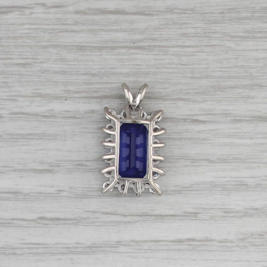 6.26ctw Tanzanite Diamond Halo Pendant 14k White Gold Drop