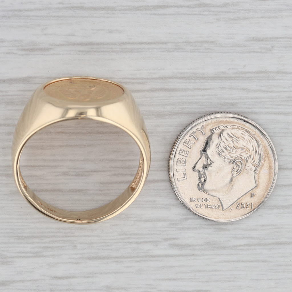 Gray 1945 Dos Pesos Coin Ring 14k 900 Yellow Gold Size 9 Mexico