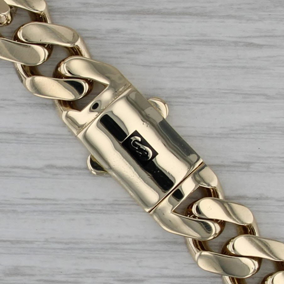Classic Monaco Curb Cuban Chain Necklace 10k Yellow Gold 19.5" 13mm