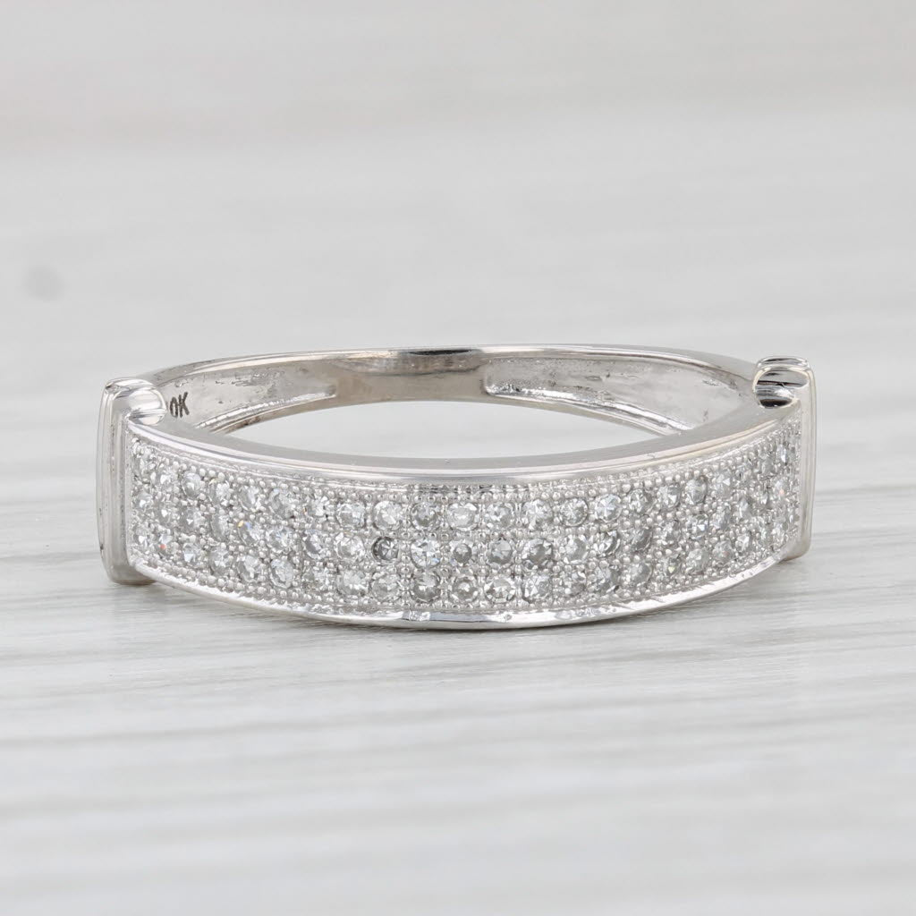 Light Gray 0.15ctw Diamond Wedding Band 10k White Gold Stackable Anniversary Ring Size 6