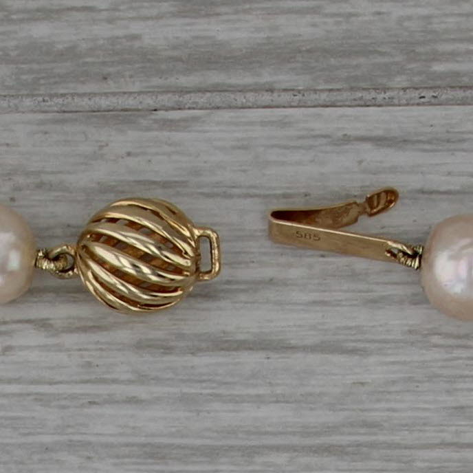 Baroque Akoya Pearl Single Strand Bead Necklace 14k Gold 32"