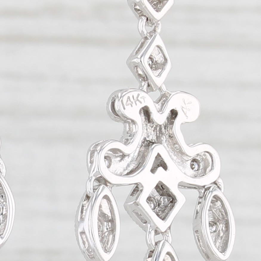 Light Gray Diamond Dangle Earrings 14k White Gold Chandelier
