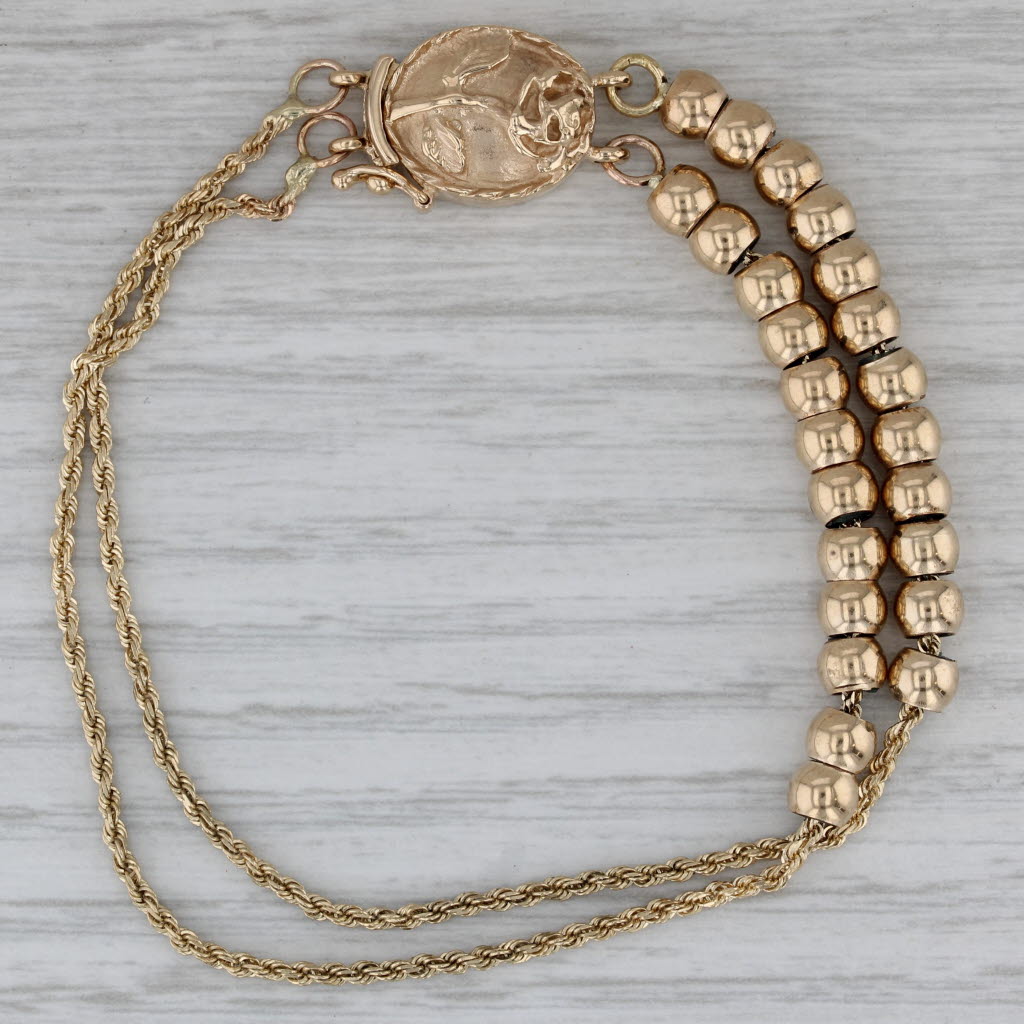 Gray Goldman Kolber Slide Charm Bracelet 14k Yellow Gold Bead Spacers 6.75"